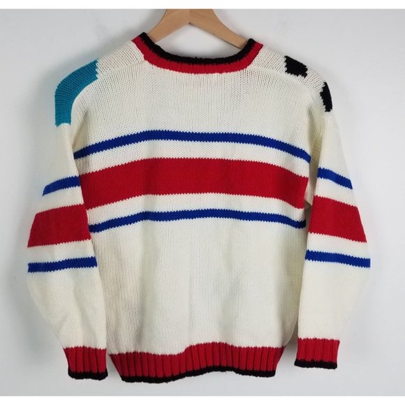 Vtg. Side by Side Kids Sz. 8 Novelty/Tennis/Numbers Knit Button Up Cardigan - Picture 5 of 6